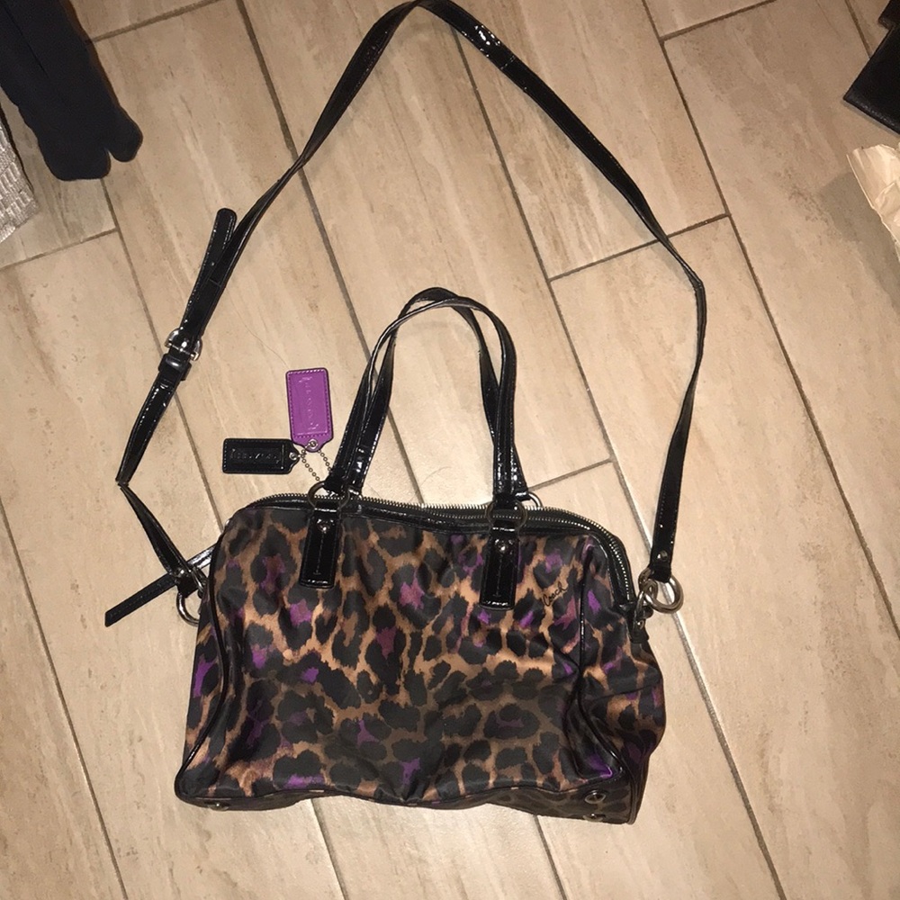 Purple Cheetah Print Coach Purse